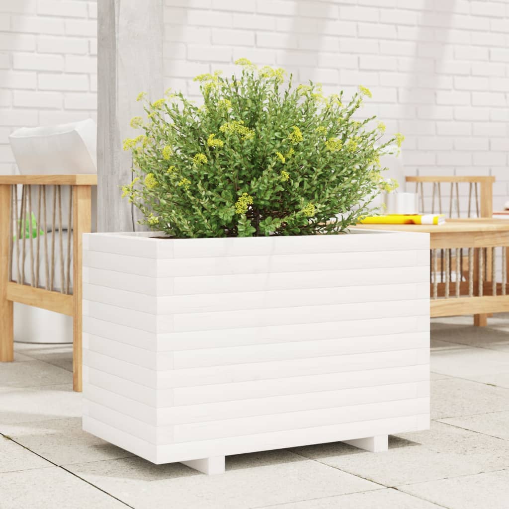 VidaXL Plantenbak 70x40x49,5 cm massief groenhout wit