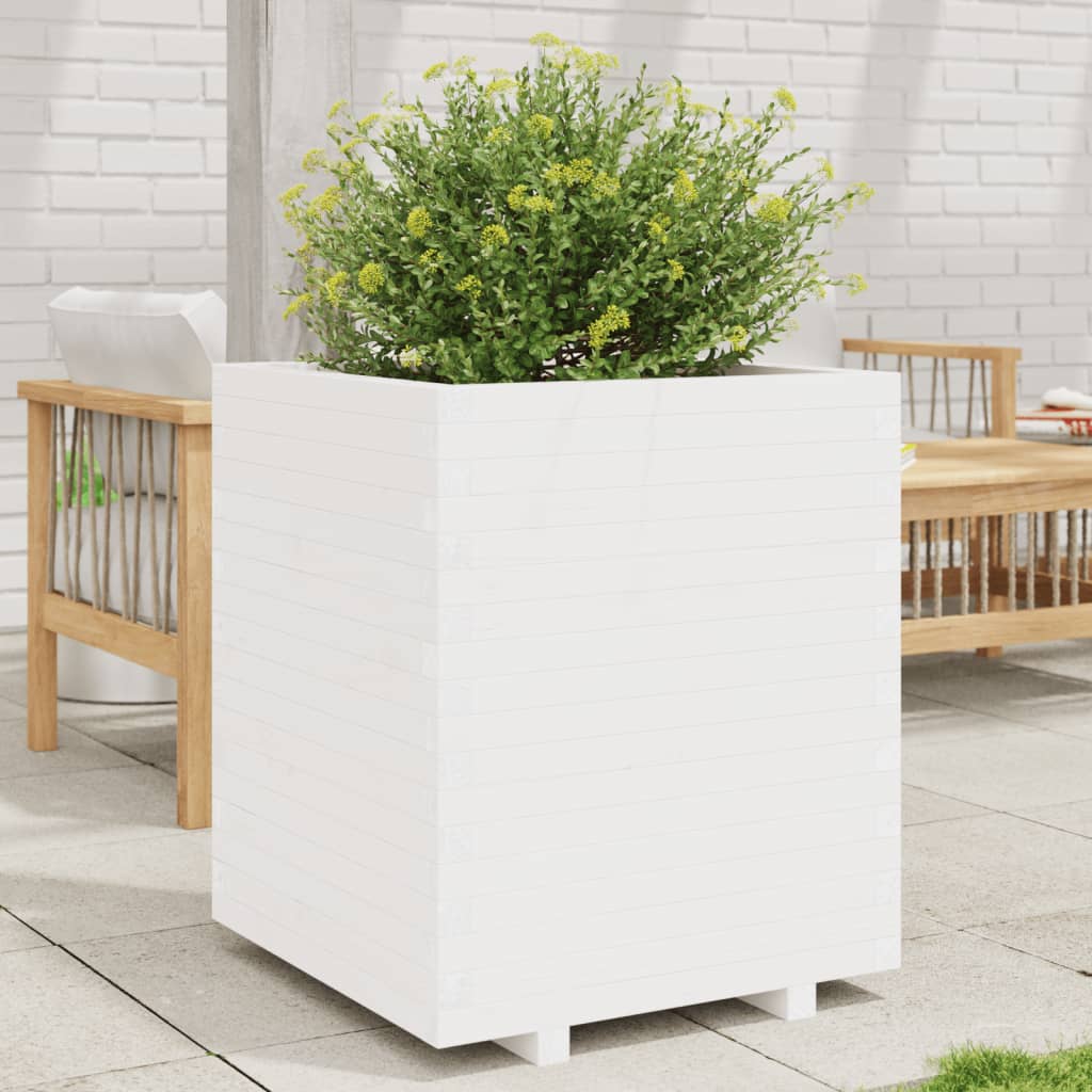 VidaXL Plantenbak 60x60x72,5 cm massief groenhout wit