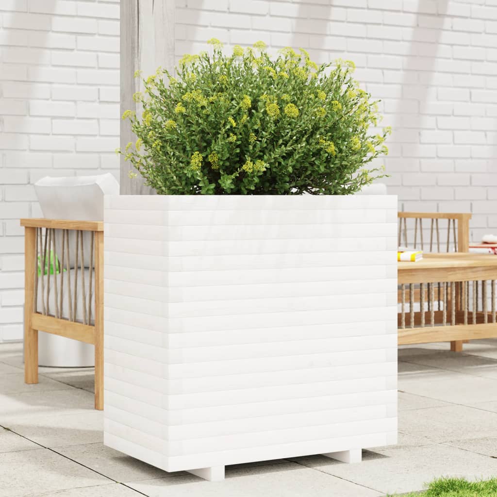 VidaXL Plantenbak 70x40x72,5 cm massief groenhout wit