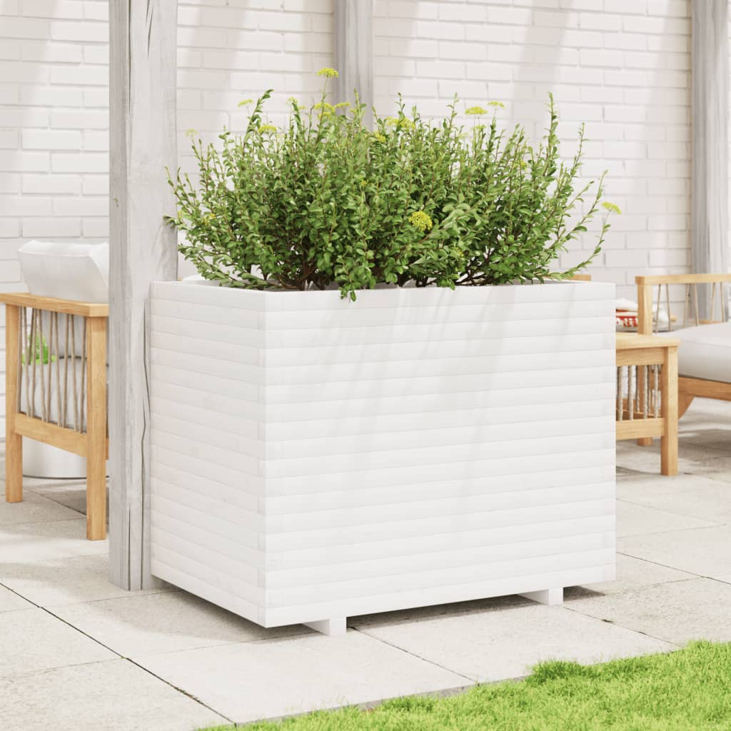 VidaXL Plantenbak 90x60x72 cm massief groenhout wit