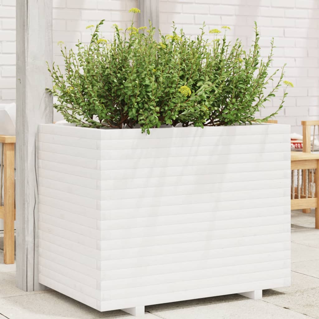 VidaXL Plantenbak 90x60x72 cm massief groenhout wit