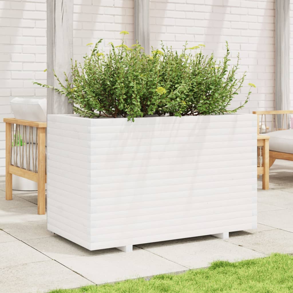 VidaXL Plantenbak 110x60x72 cm massief groenhout wit