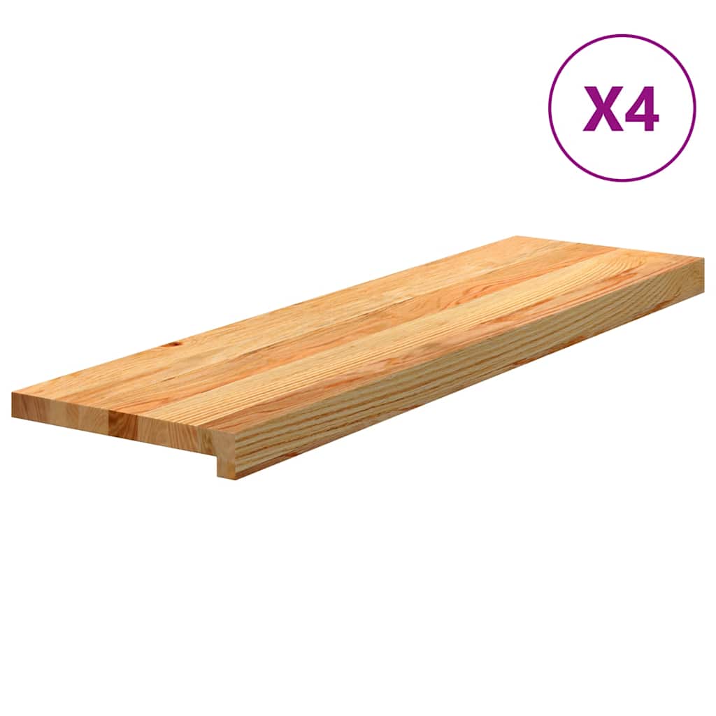 Vidaxl traptreden 4 st 90x25x2 cm massief eikenhout lichtbruin