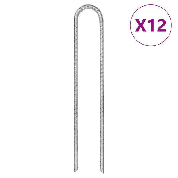 Vidaxl tentharingen 12 st u-vormig ø8,5 mm 30 cm gegalvaniseerd staal