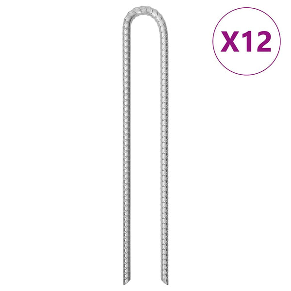Vidaxl tentharingen 12 st u-vormig ø13 mm 41,5 cm gegalvaniseerd staal
