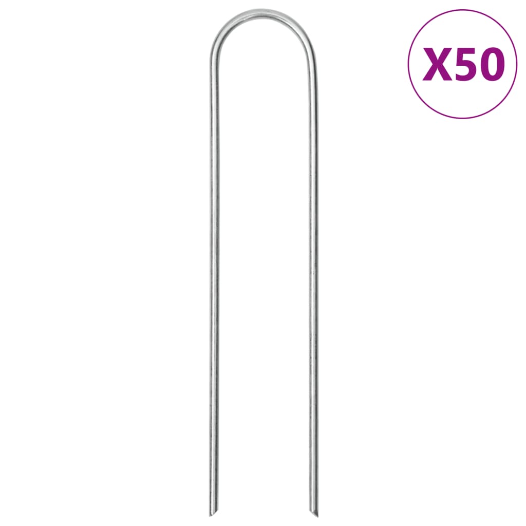 Vidaxl grondharingen 50 st u-vormig 15x3,5 cm gegalvaniseerd staal