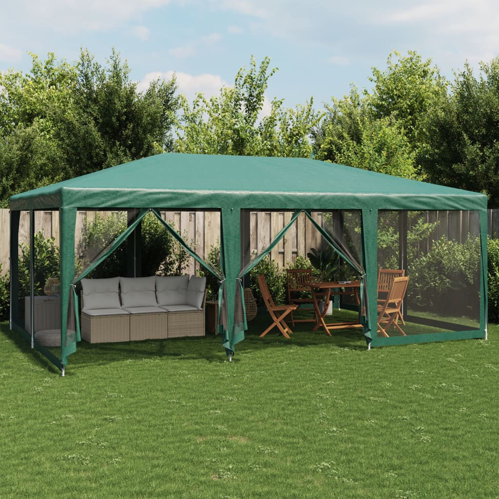 Vidaxl partytent met 10 mesh zijwanden 6x4m hdpe groen