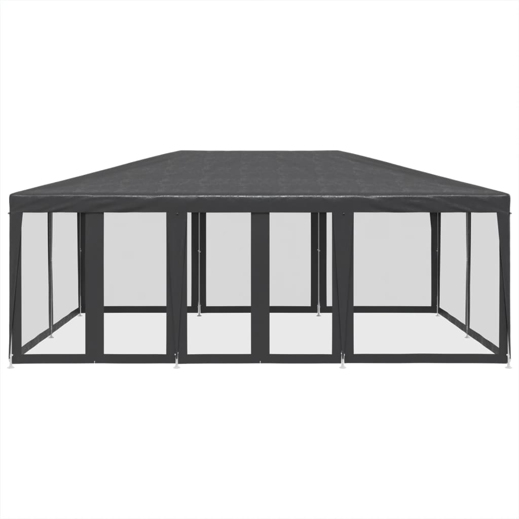 Vidaxl partytent met 10 mesh zijwanden 6x4m hdpe antracietkleurig
