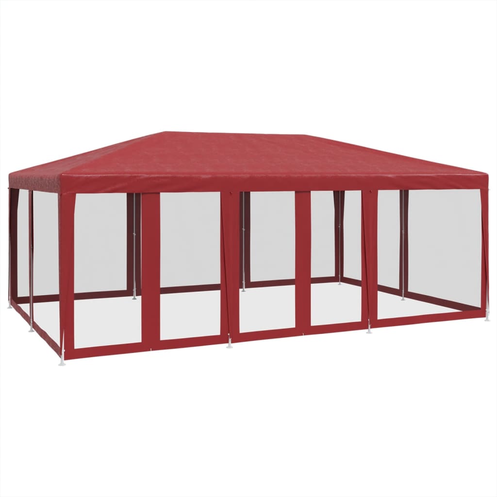 Vidaxl partytent met 10 mesh zijwanden 6x4m hdpe rood