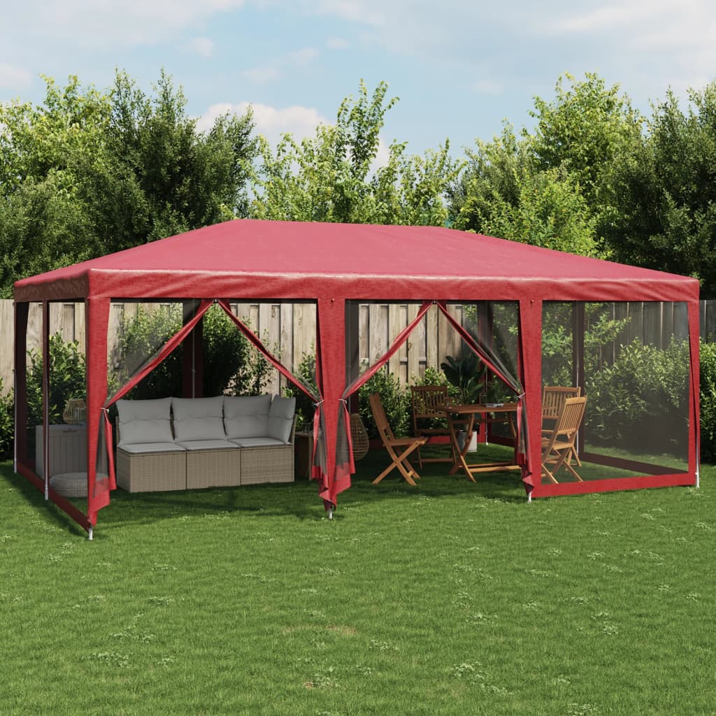 Vidaxl partytent met 10 mesh zijwanden 6x4m hdpe rood