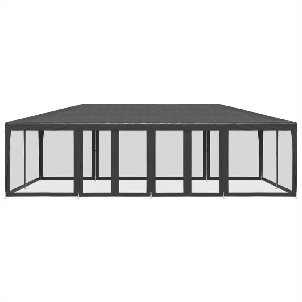 Vidaxl partytent met 12 mesh zijwanden 8x4m hdpe antracietkleurig