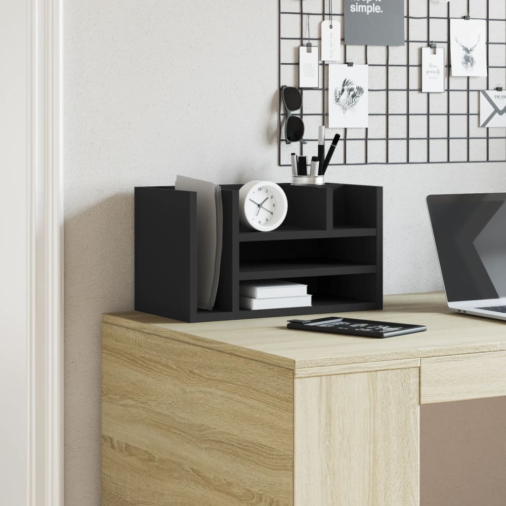 Vidaxl bureau-organizer 44,5x24x25 cm bewerkt hout zwart