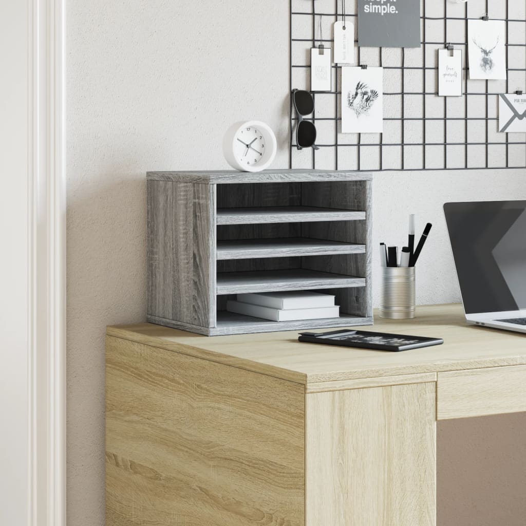 Vidaxl bureau-organizer 36x26x29,5 cm bewerkt hout grijs sonoma eiken