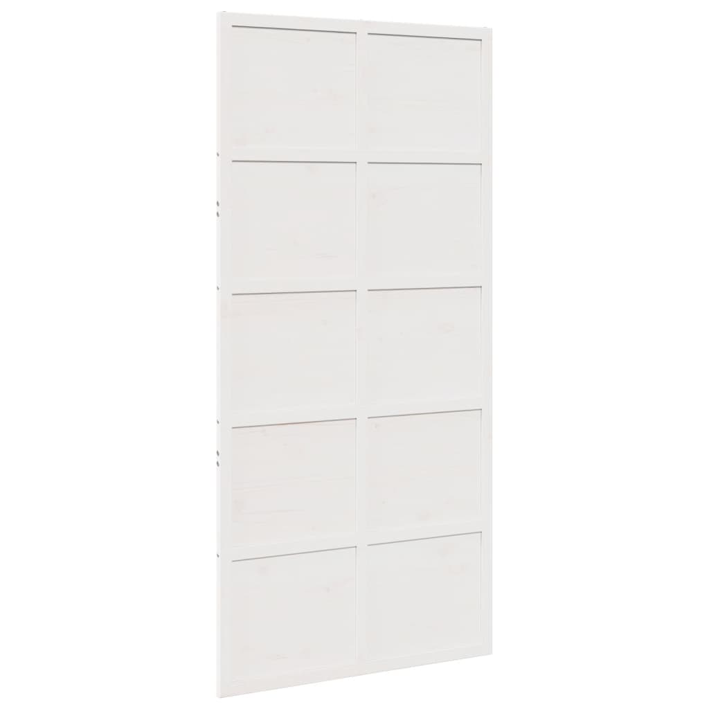 Vidaxl schuifdeur 100x208 cm massief groenenhout wit