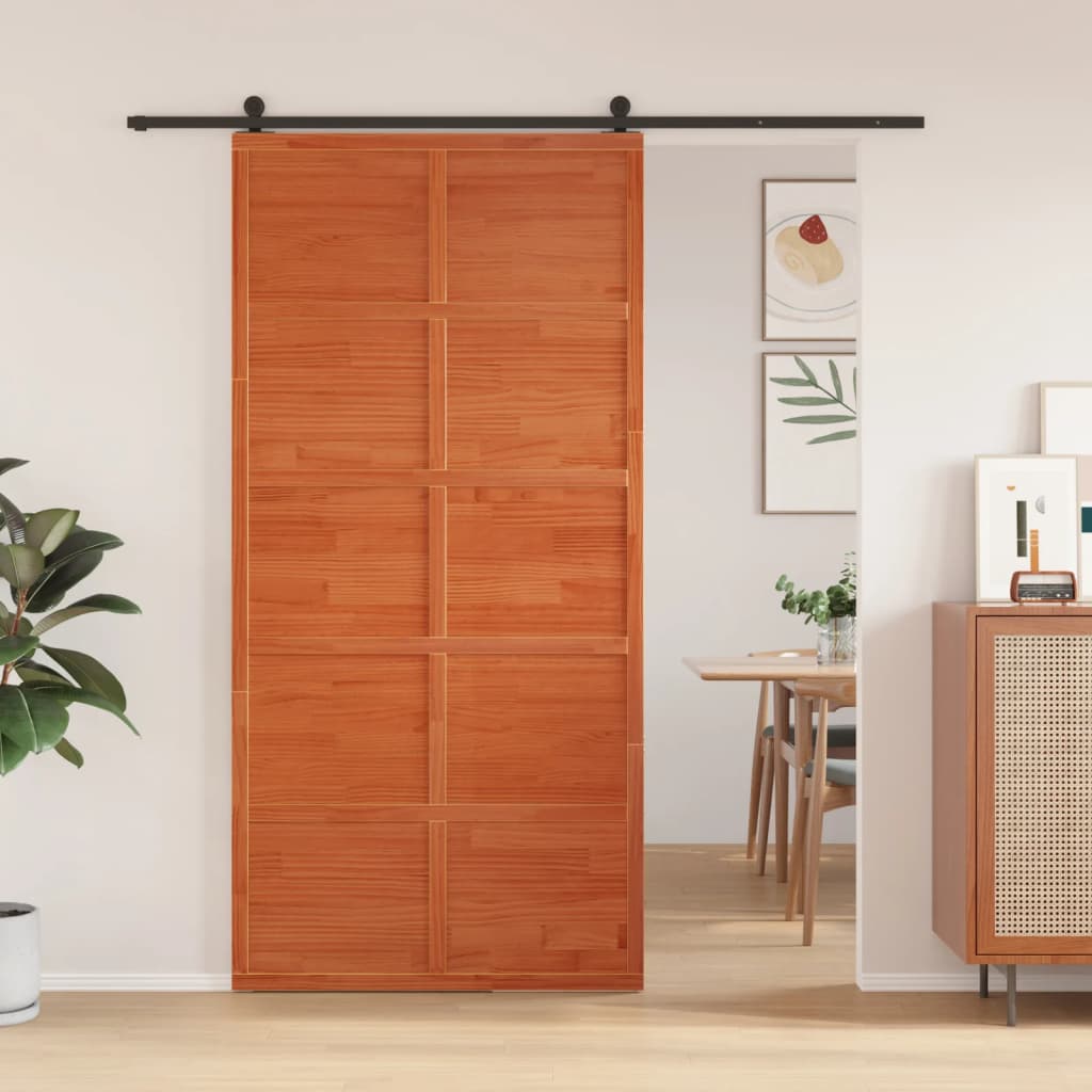 Vidaxl schuifdeur 100x208 cm massief groenenhout wasbruin