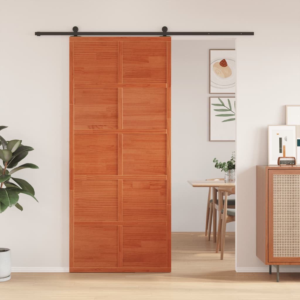 Vidaxl schuifdeur 90x208 cm massief groenenhout wasbruin