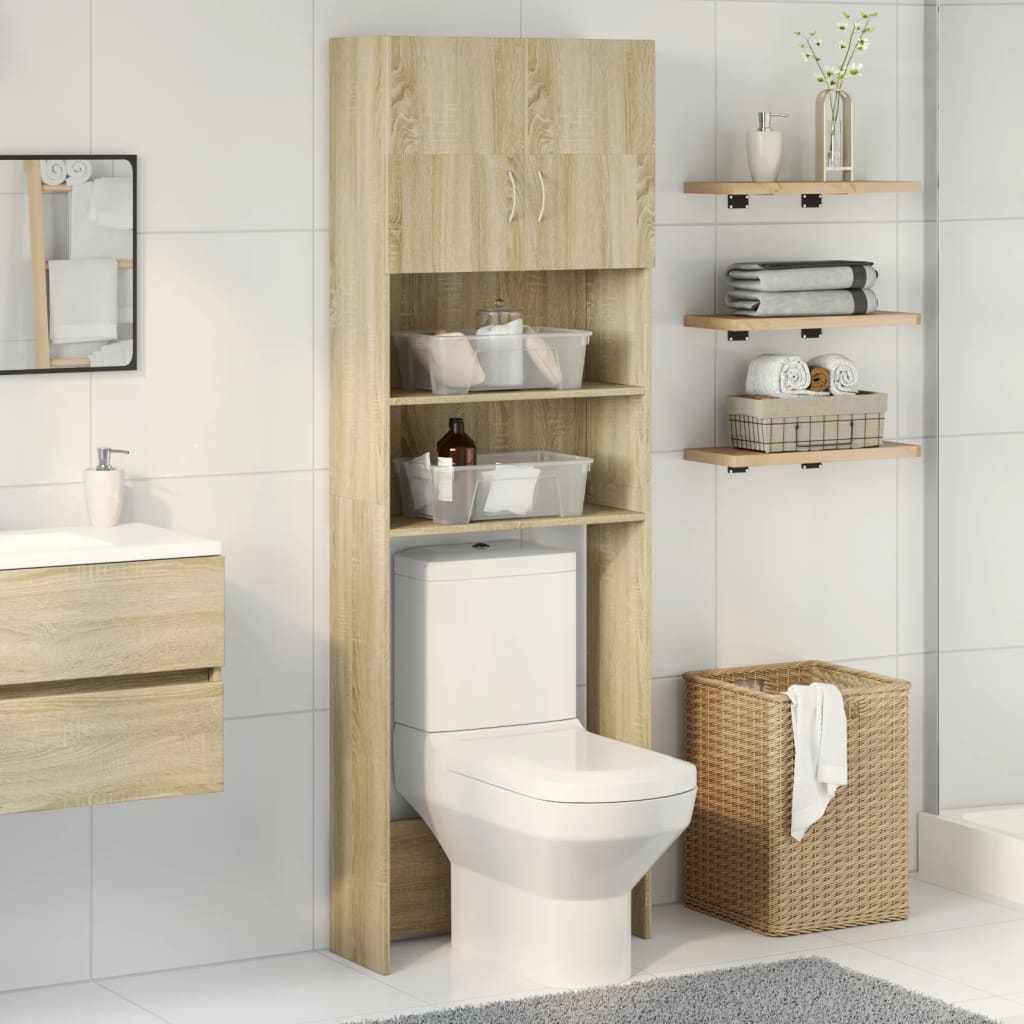 Vidaxl wasmachinekast 64x25,5x190 cm bewerkt hout sonoma eikenkleurig