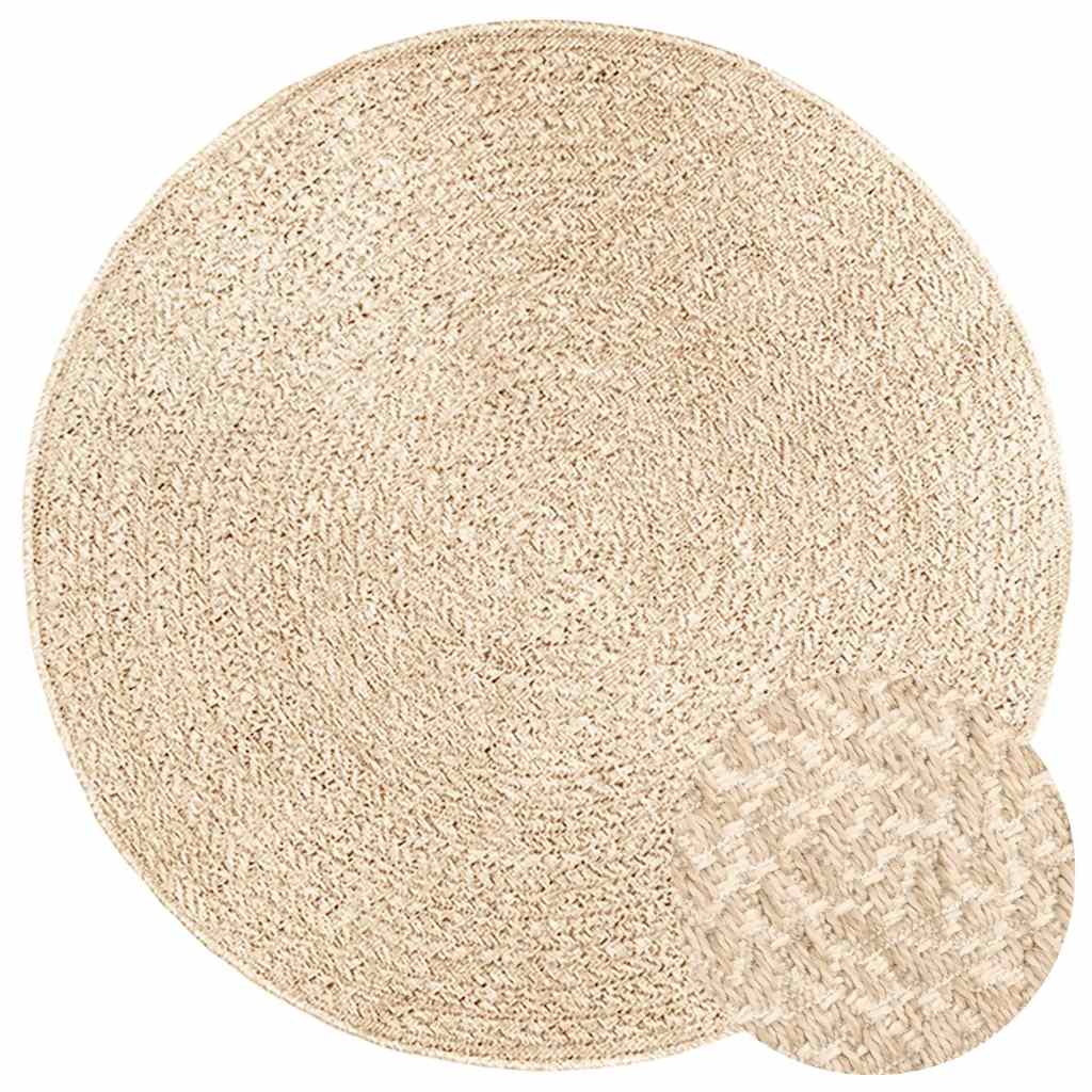 Vidaxl vloerkleed zizur beige binnen en buiten ø 120 cm jute look