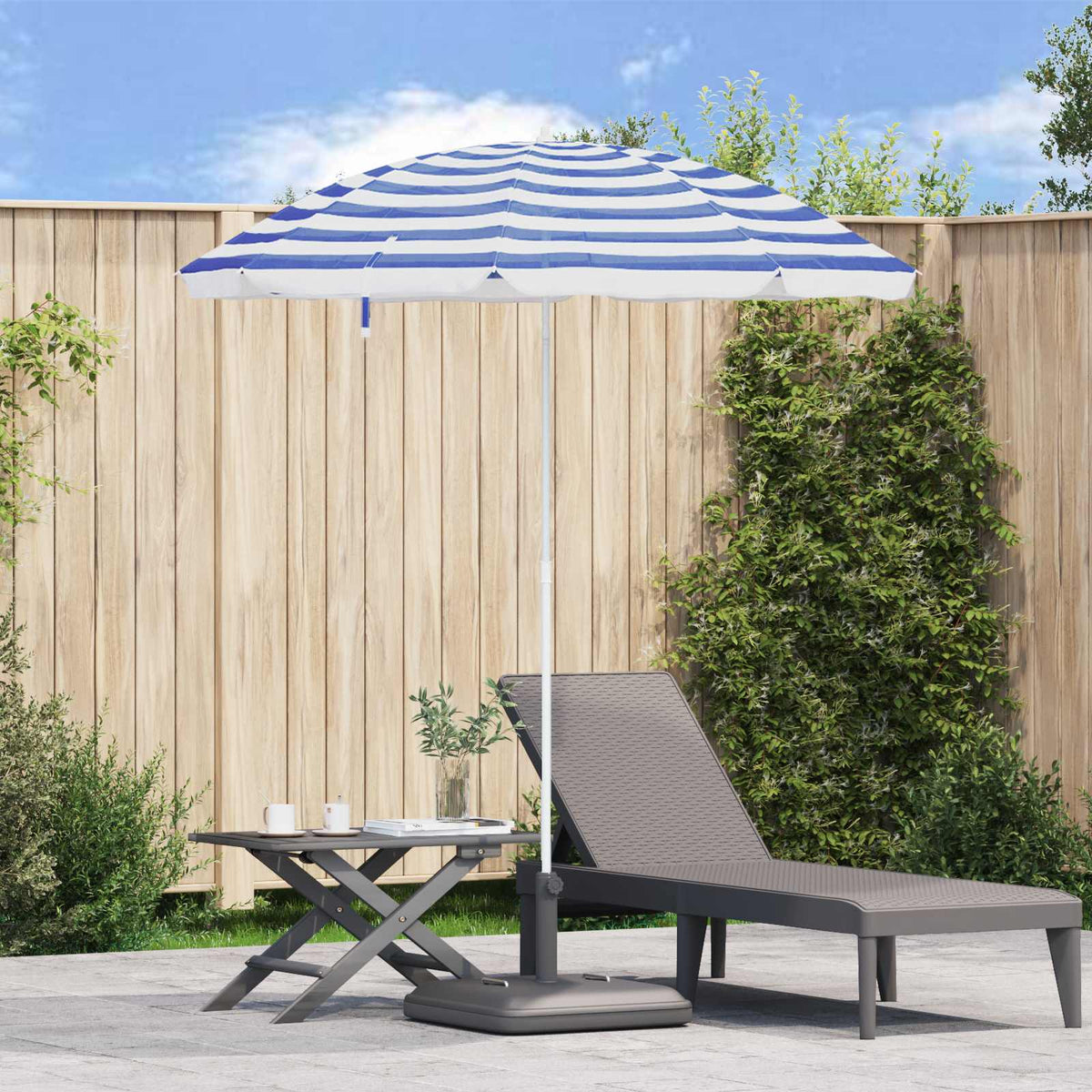 Vidaxl tuinparasol 170t polyester blauw en wit