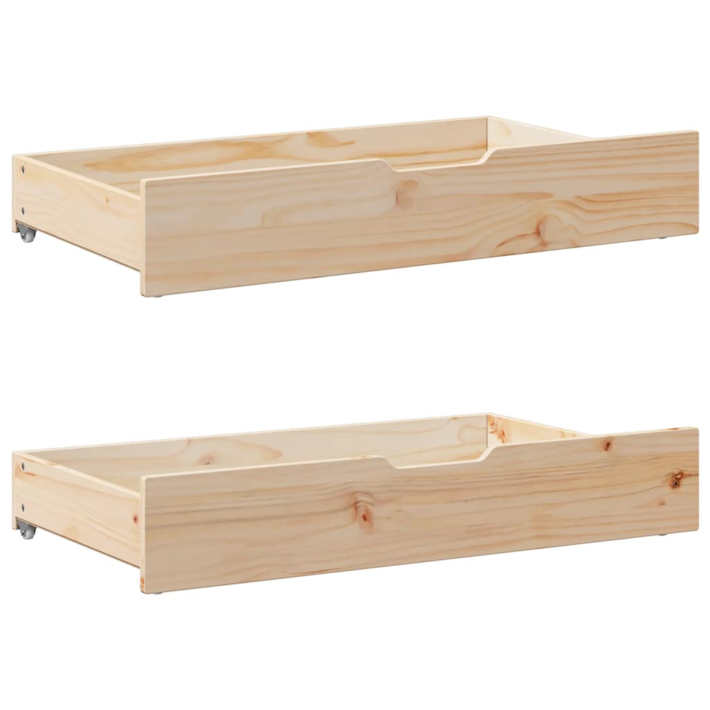 Vidaxl bedladen 2 st met wieltjes 95x55x17 cm massief groenhout
