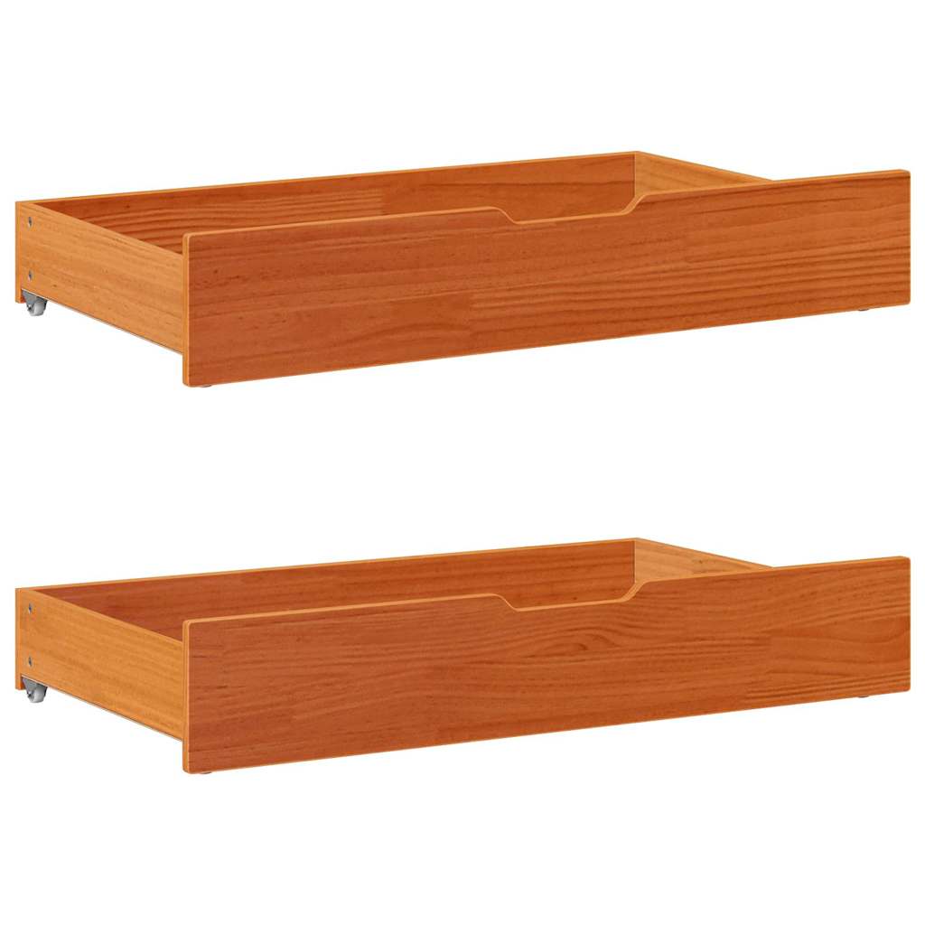 Vidaxl bedladen 2 st 90x55x17 massief groenhout wasbruin