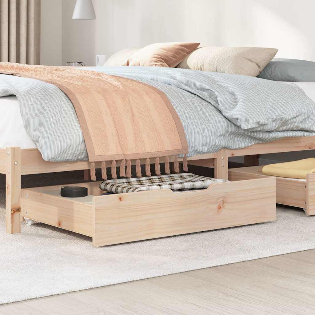 Vidaxl bedlades 2 st met wieltjes 85x55x17 cm massief groenhout