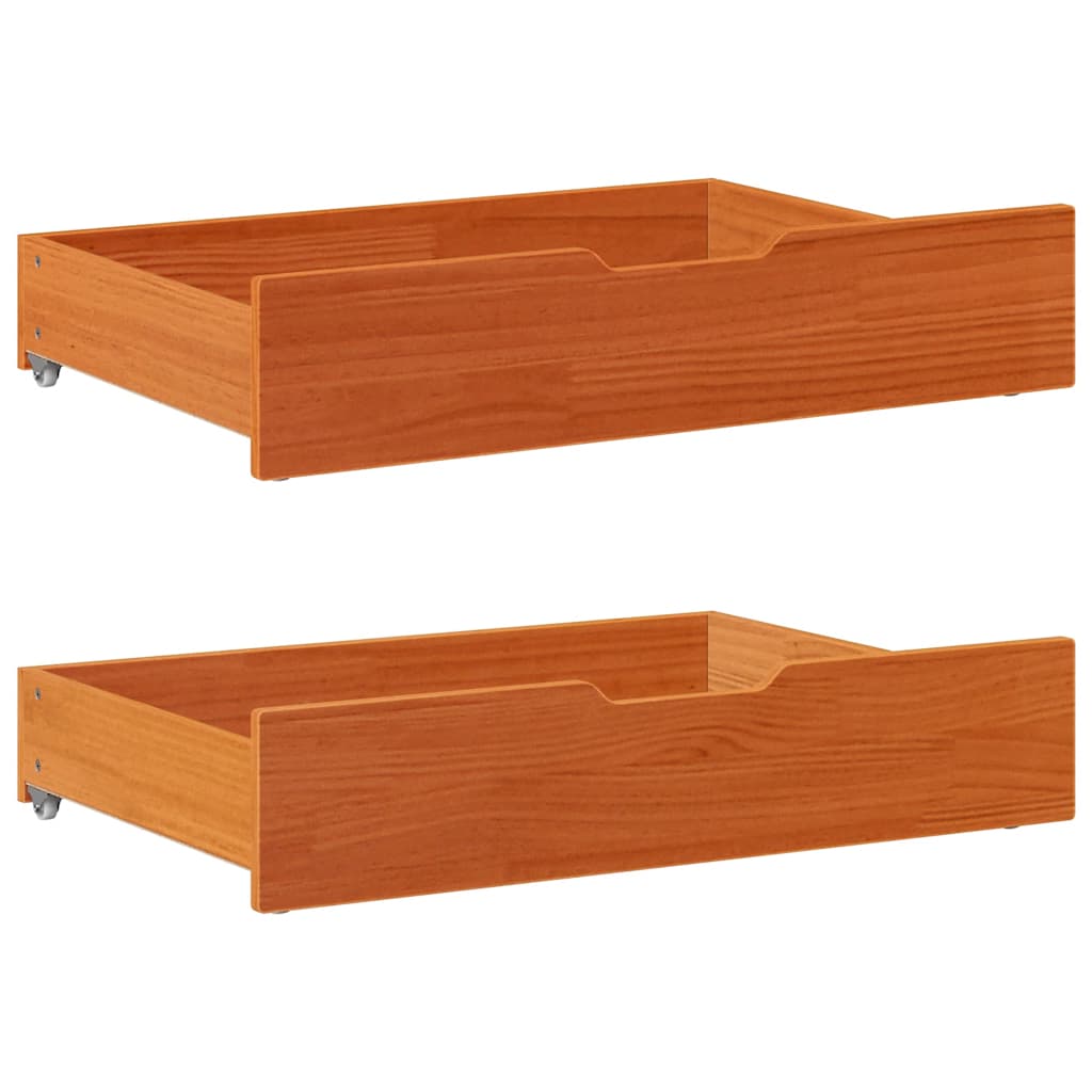 Vidaxl bedlades 2 st 80x55x17 massief grenenhout wasbruin