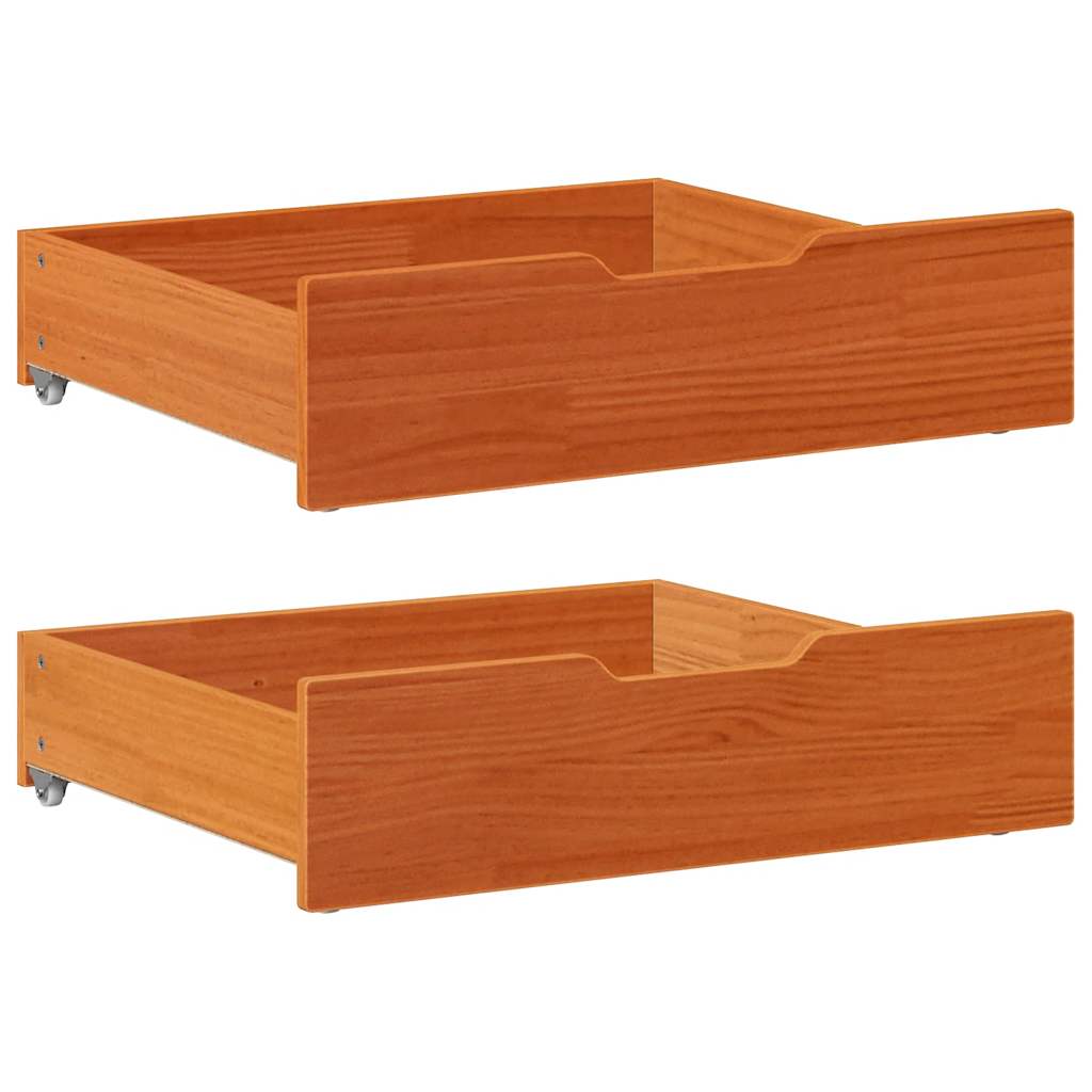 Vidaxl bedlades 2 st 75x55x17 massief groenhout wasbruin