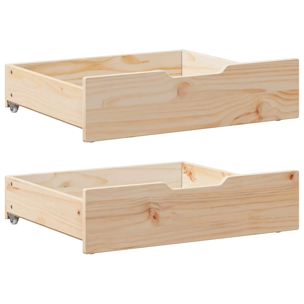 Vidaxl bedladen 2 st met wieltjes 65x55x17 cm massief groenhout