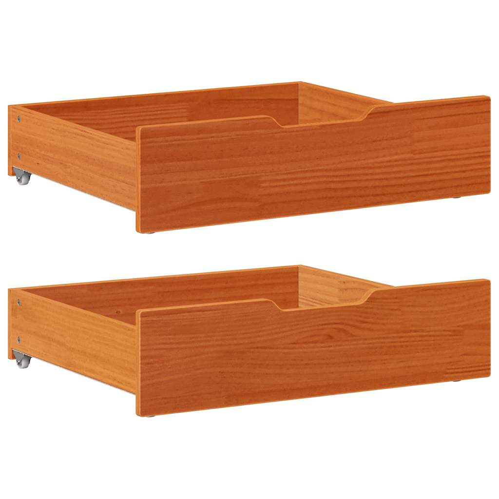Vidaxl bedladen 2 st 65x55x17 massief groenhout wasbruin