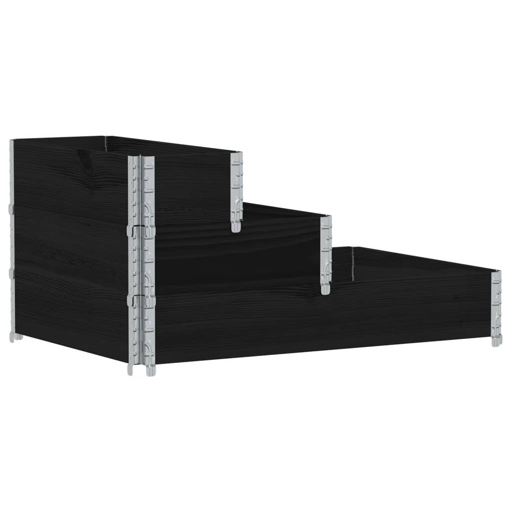 Vidaxl bestaande plantenbak 3-laags 120x80 cm massief groenenhout zwart