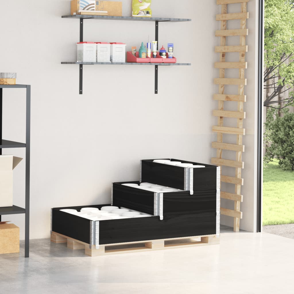 Vidaxl bestaande plantenbak 3-laags 120x80 cm massief groenenhout zwart