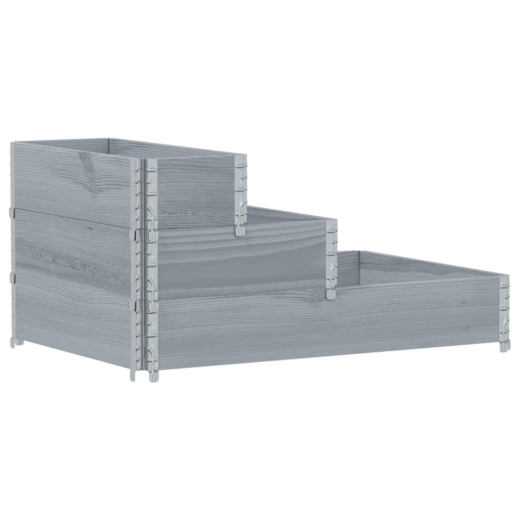Vidaxl bestaande plantenbak 3-laags 120x80 cm massief groenhout grijs