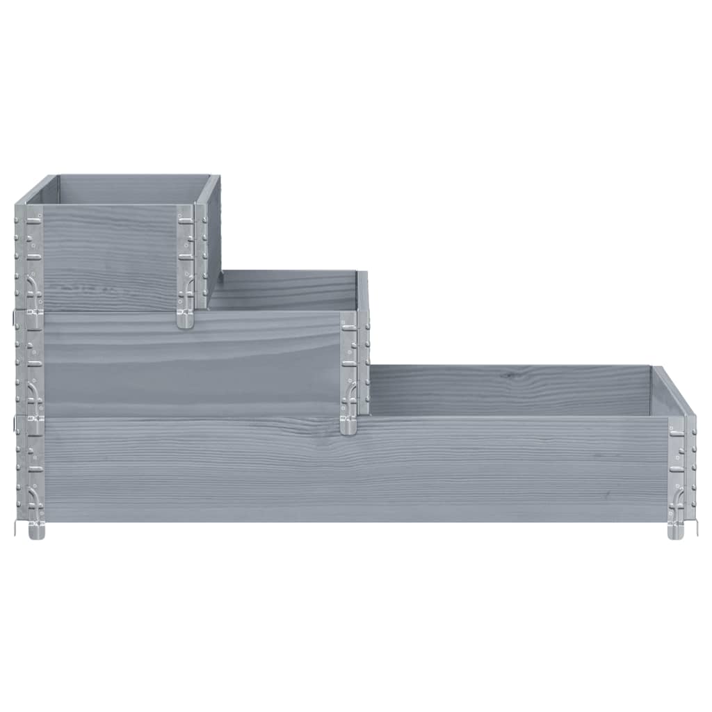 Vidaxl bestaande plantenbak 3-laags 120x80 cm massief groenhout grijs