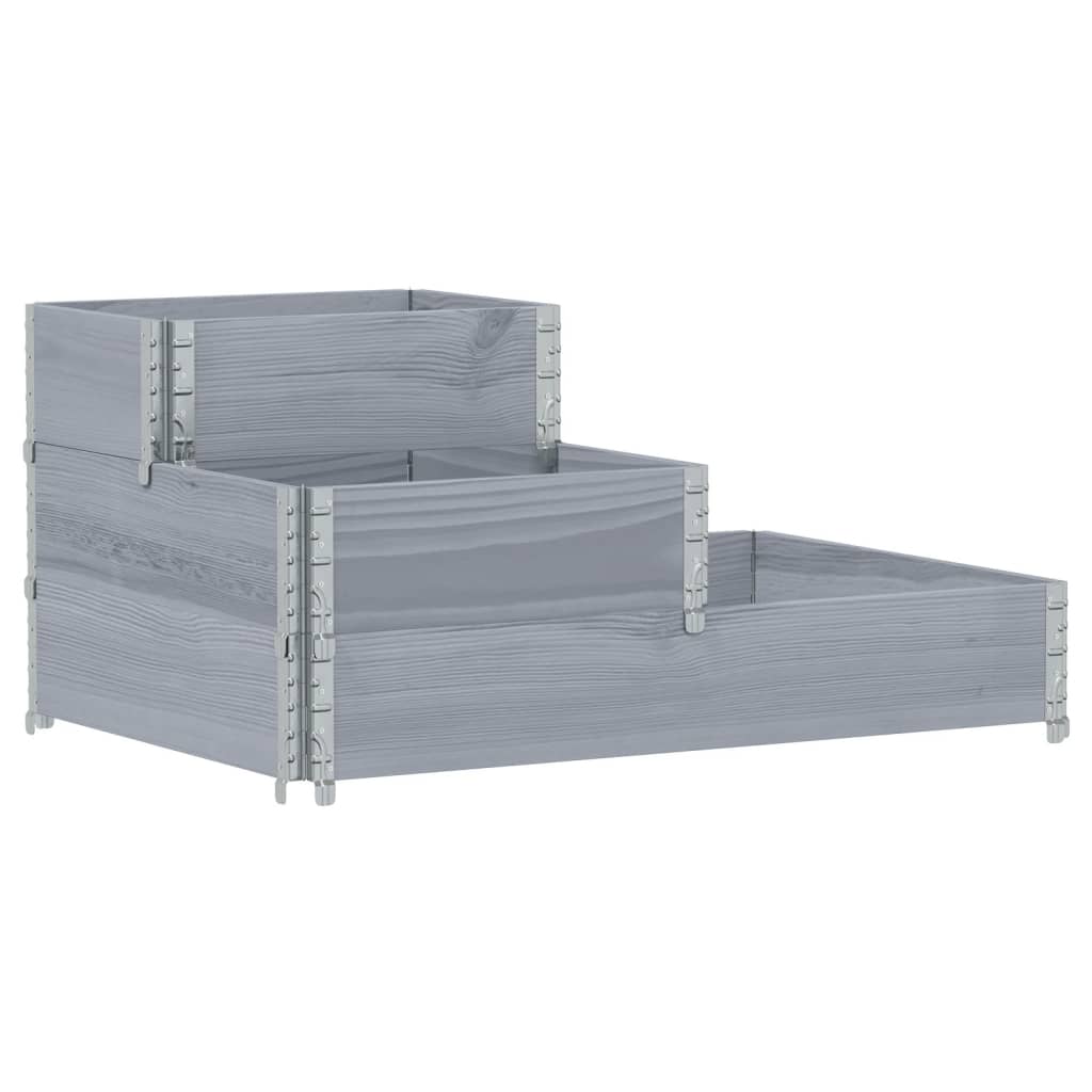 Vidaxl bestaande plantenbak 3-laags 120x80 cm massief groenhout grijs