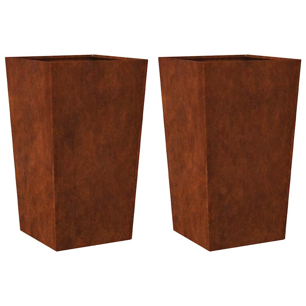 Vidaxl plantenbakken 2 st 45x45x75 cm weervast staal