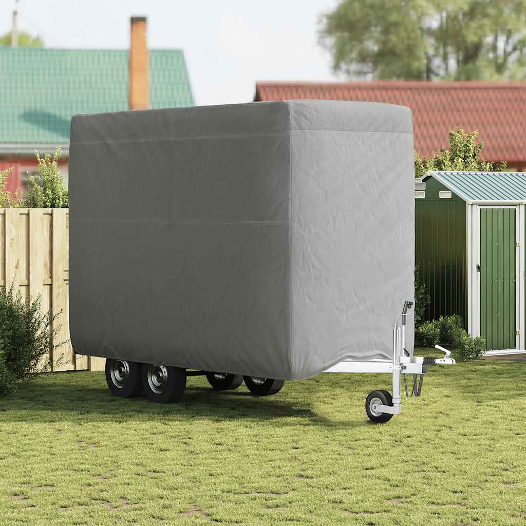 Vidaxl paardentrailerhoes 376x168x240 cm vliesvlies grijs