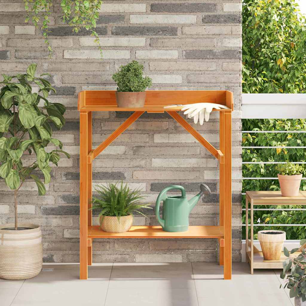 Vidaxl planttafel met plank bruin 75 x 40 x 90 cm massief grenenhout