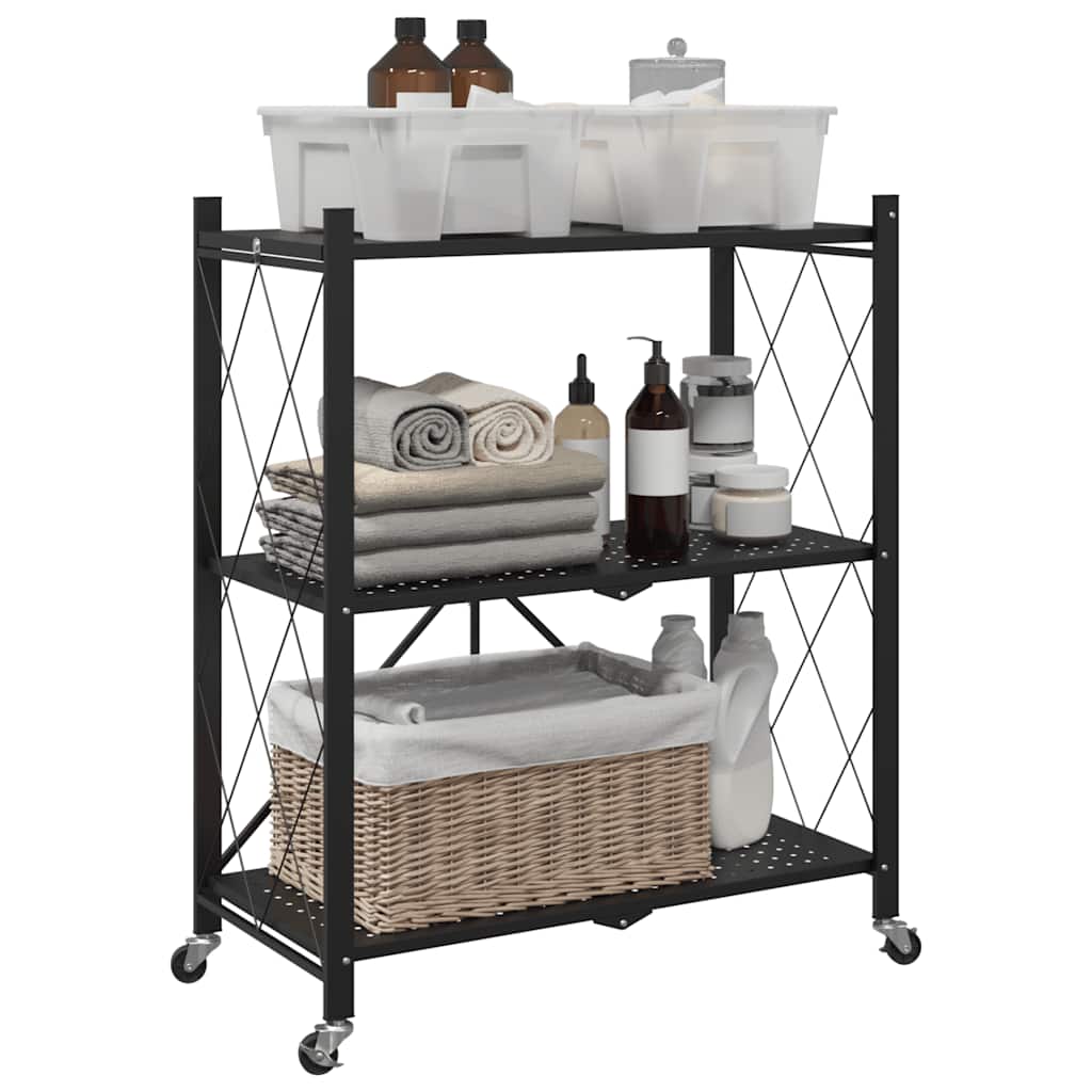 Vidaxl opbergplank op wielen zwart 71x34x88 cm staal