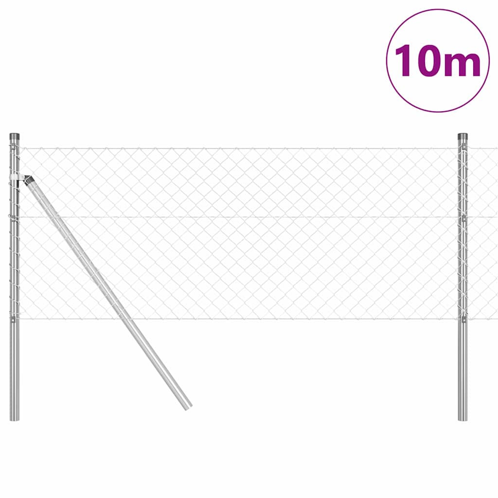 Vidaxl afrasteringspaal zilver 10 x 0,8 m (40 x 40 mm gaas) staal