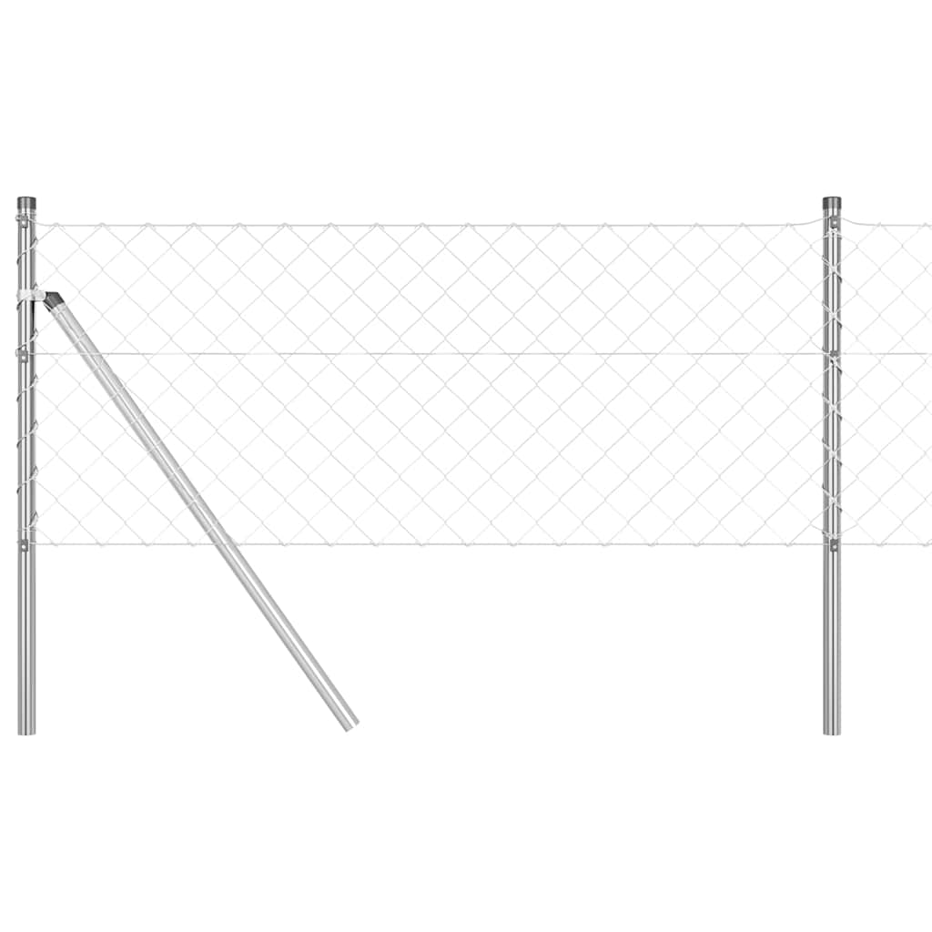 Vidaxl afrasteringspaal zilver 25 x 0,6 m (60 x 60 mm gaas) staal
