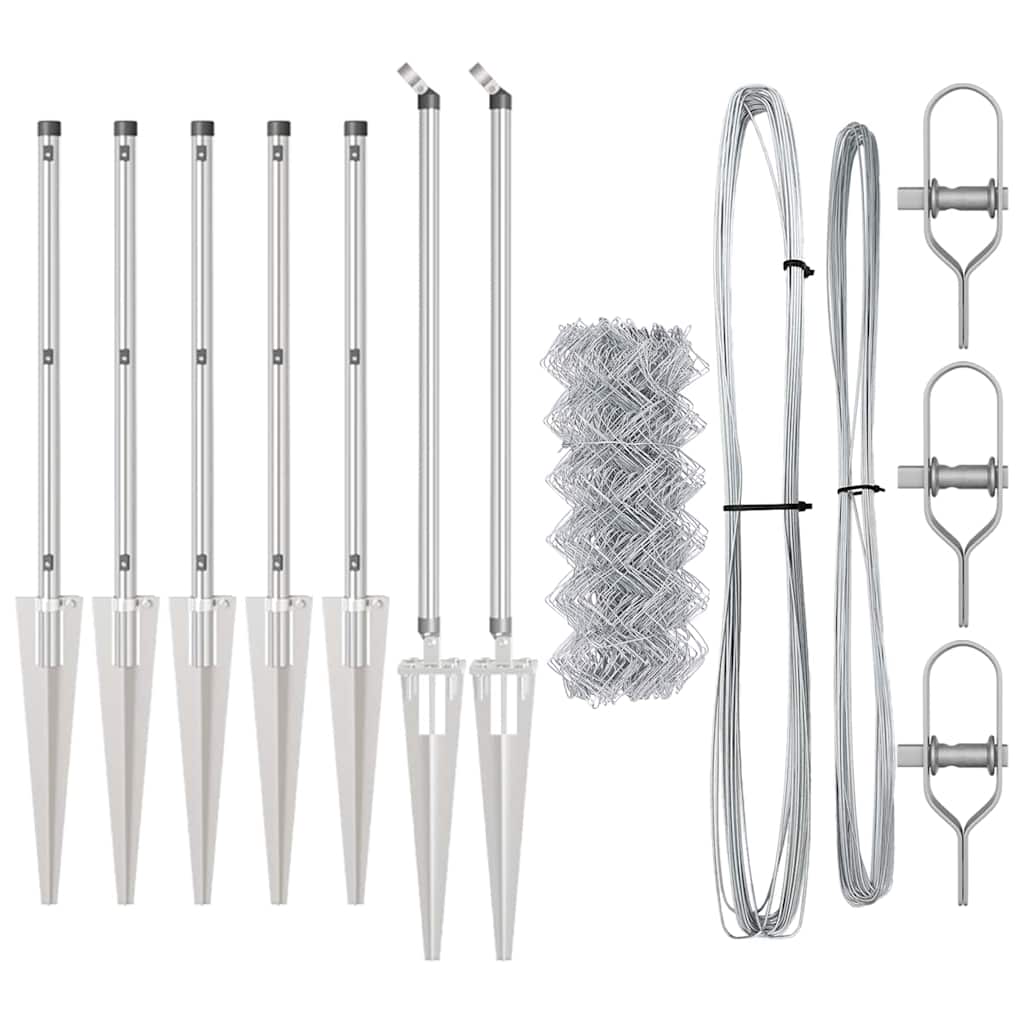 Vidaxl afrasteringspaal zilver 10 x 0,6 m (40 x 40 mm gaas) staal