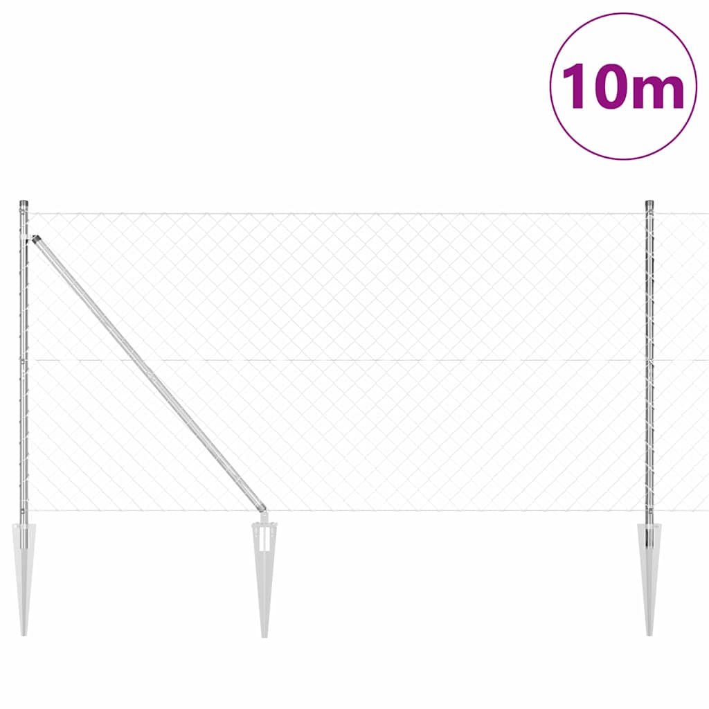 Vidaxl afrasteringspaal zilver 10 x 1,2 m (60 x 60 mm gaas) staal