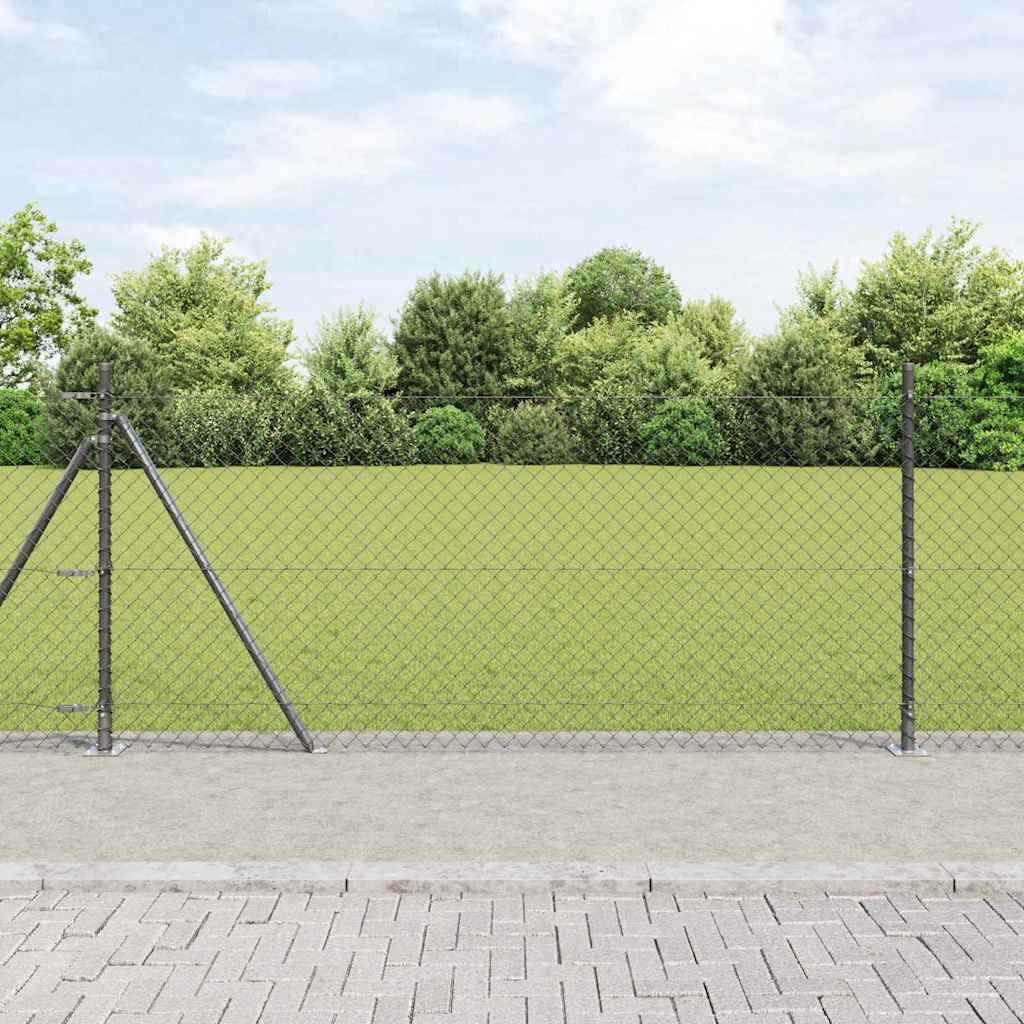 Vidaxl afrasteringspaal grijs 10 x 1 m (40 x 40 mm gaas) staal en pvc