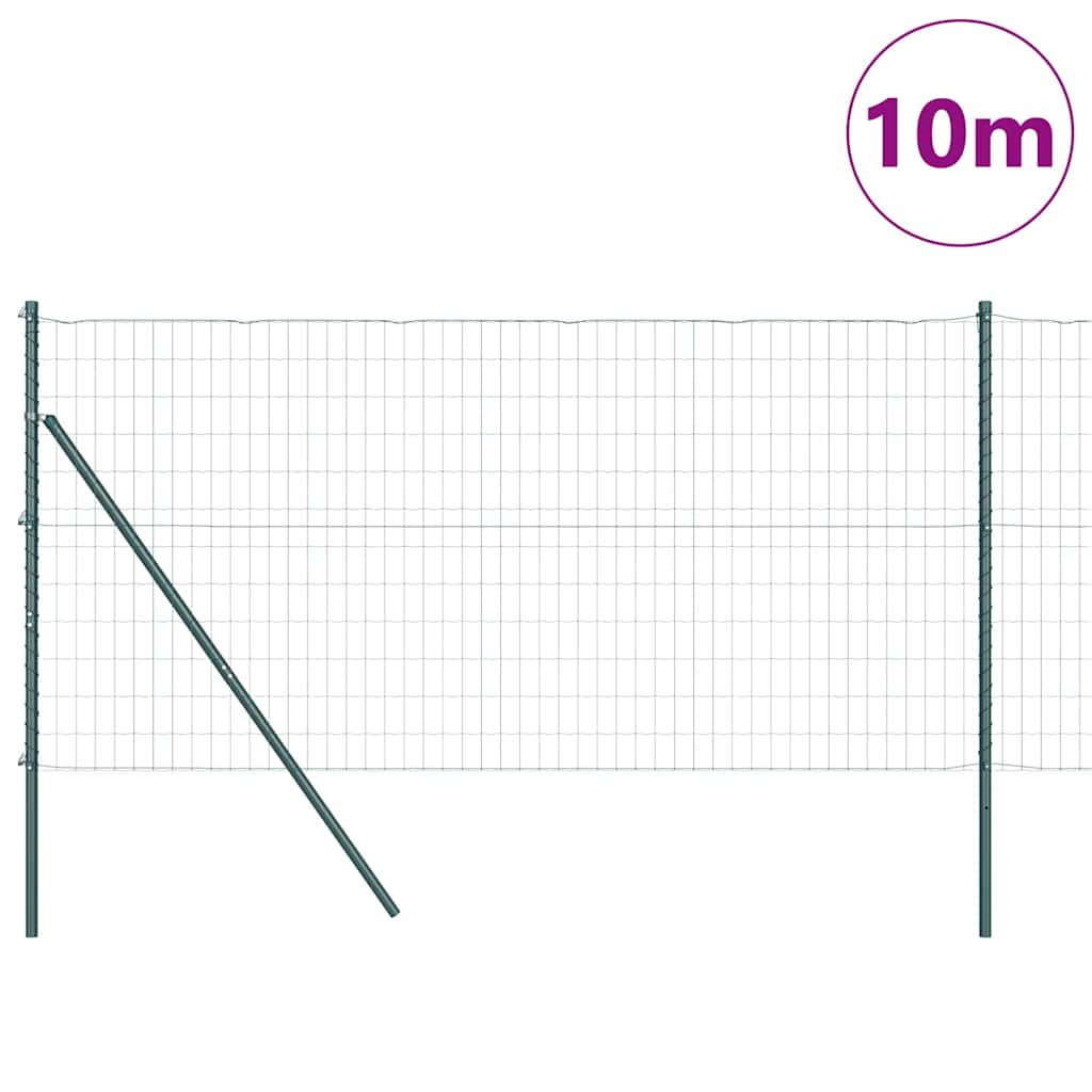 Vidaxl hek met paal groen 1,4 x 10 m staal en pvc