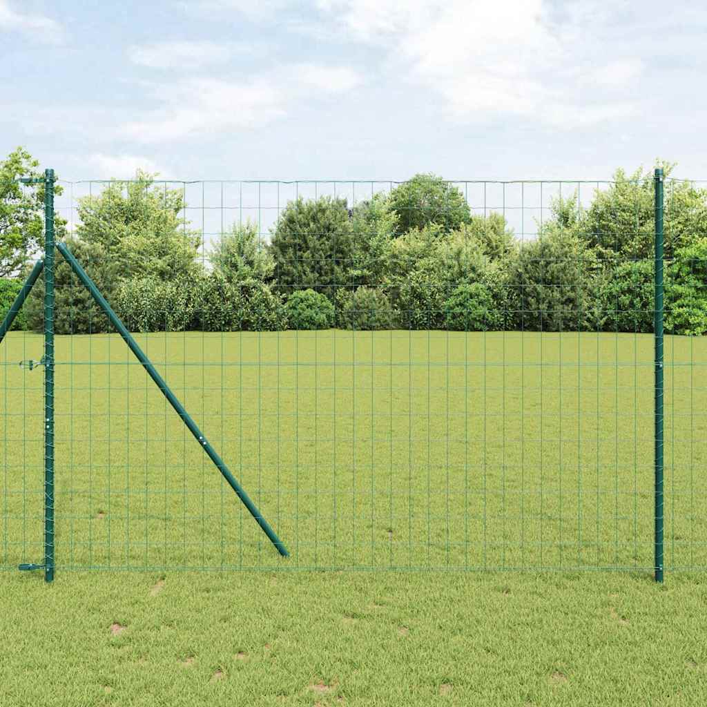 Vidaxl hek met paal groen 1,6 x 10 m staal en pvc