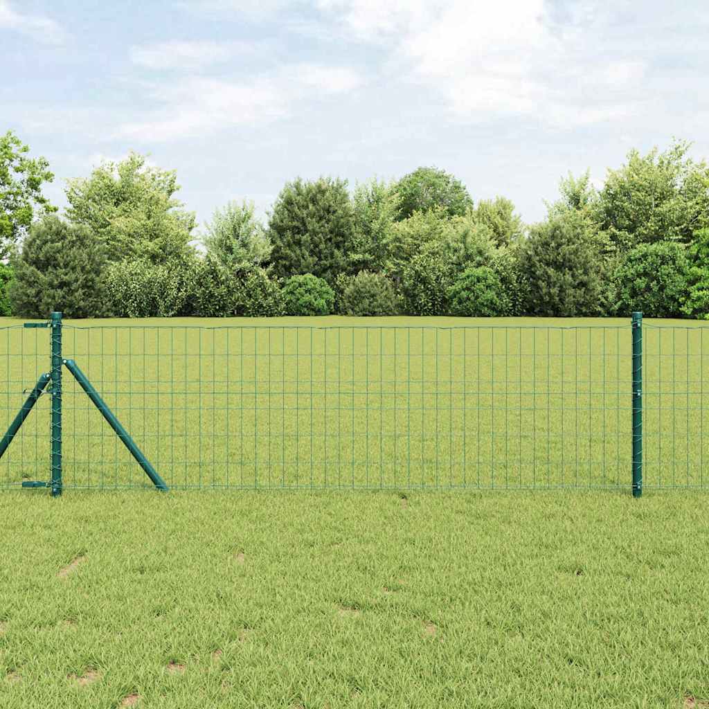 Vidaxl hek met paal groen 0,6 x 25 m staal en pvc