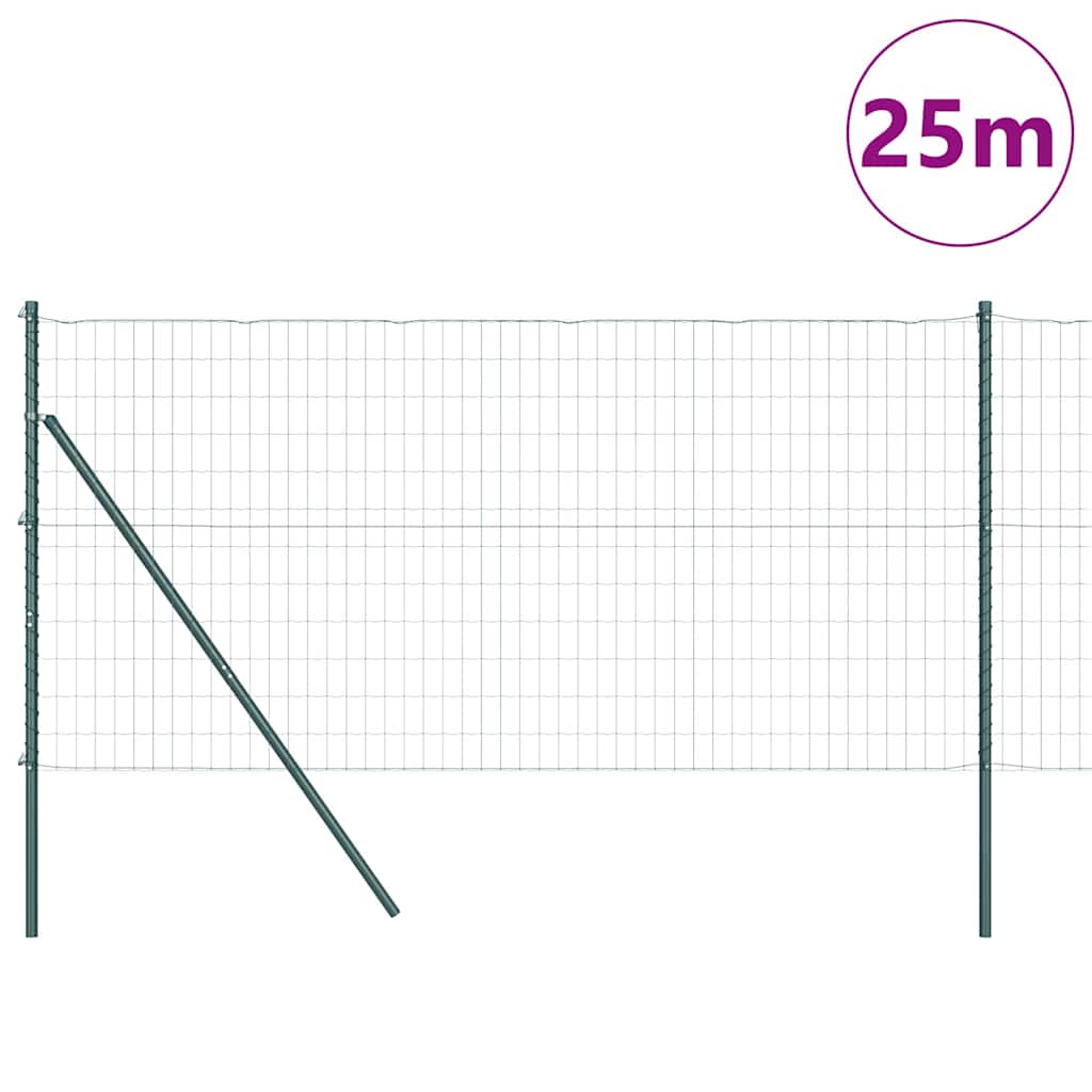 Vidaxl euro-hek met grondbevestiging 25 x 0,4 m pvc-coated staal groen