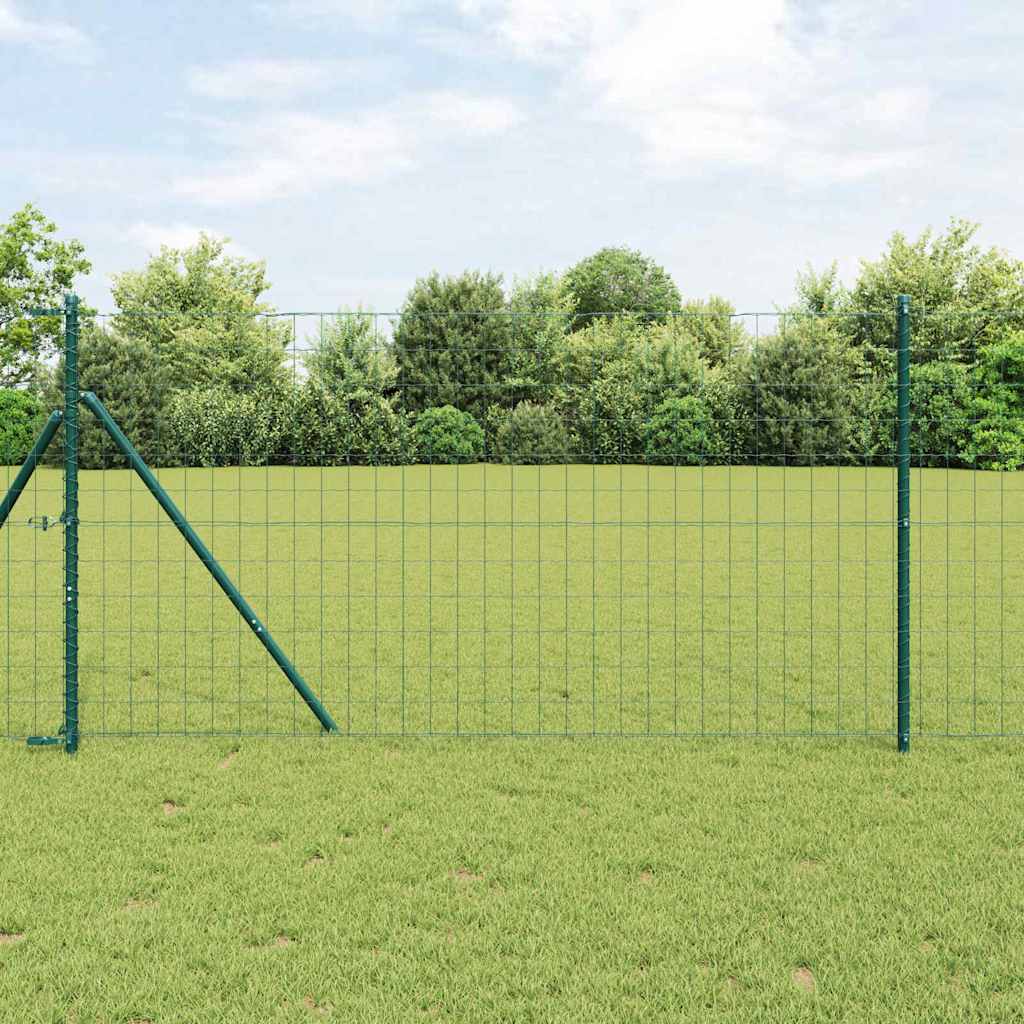 Vidaxl hek met paal groen 1 x 25 m staal en pvc