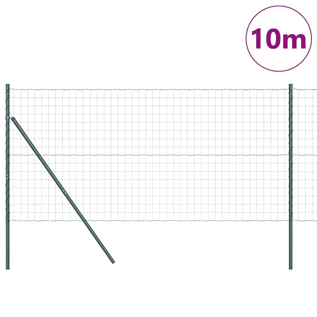 Vidaxl hek met paal groen 1,4 x 10 m staal en pvc